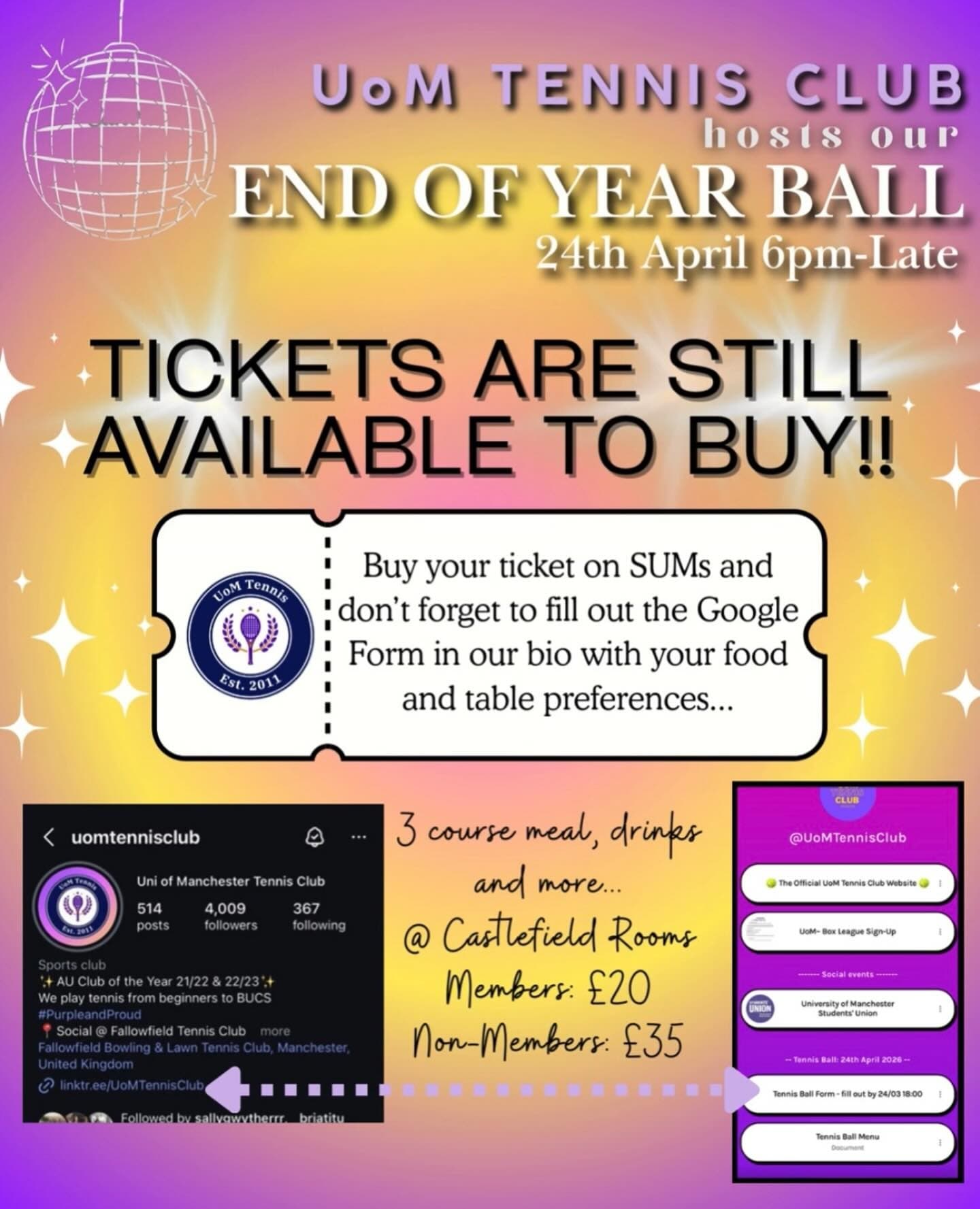 UoM Tennis End of Year Ball